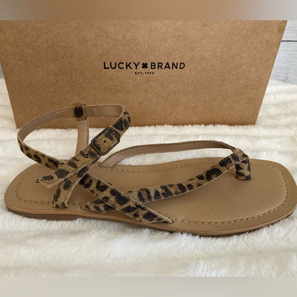 LUCKY BRAND | New Bylee Natural Distressed Leopard Sandals - Picture 3 of 3